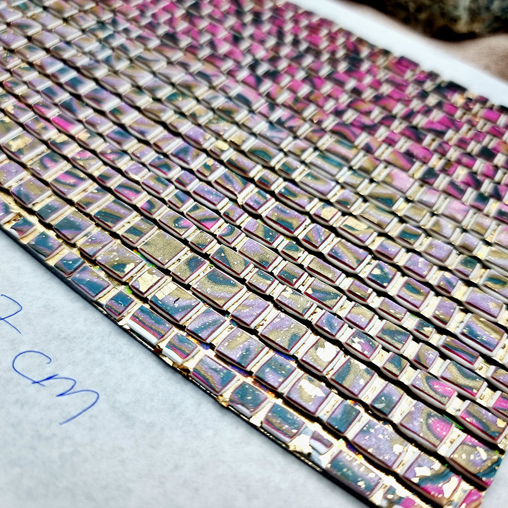 "Pink Magic Mosaic" Raw Polymer Clay Veneer