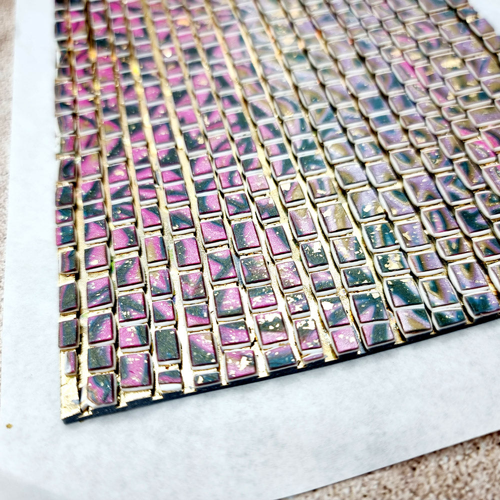 "Pink Magic Mosaic" Raw Polymer Clay Veneer