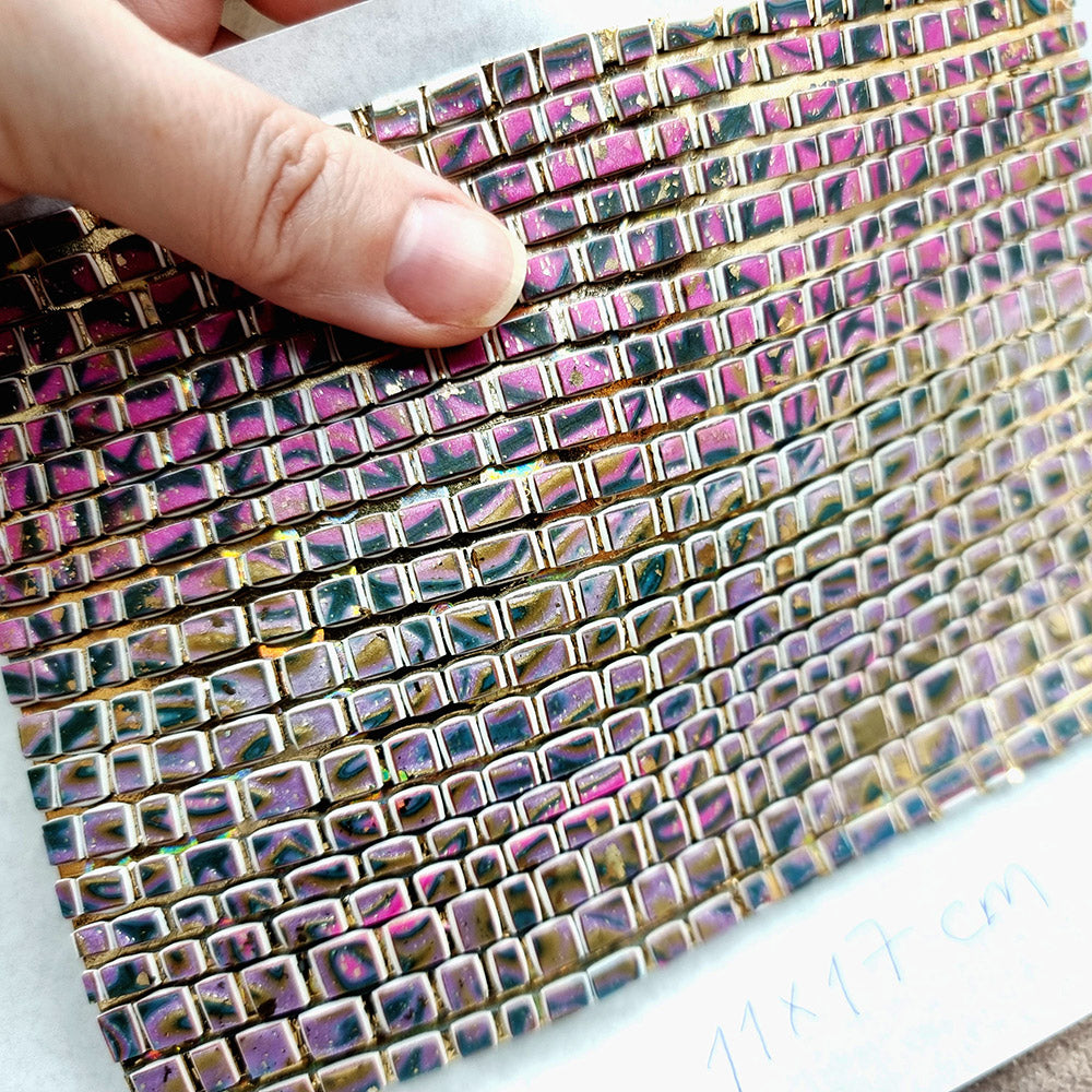 "Pink Magic Mosaic" Raw Polymer Clay Veneer