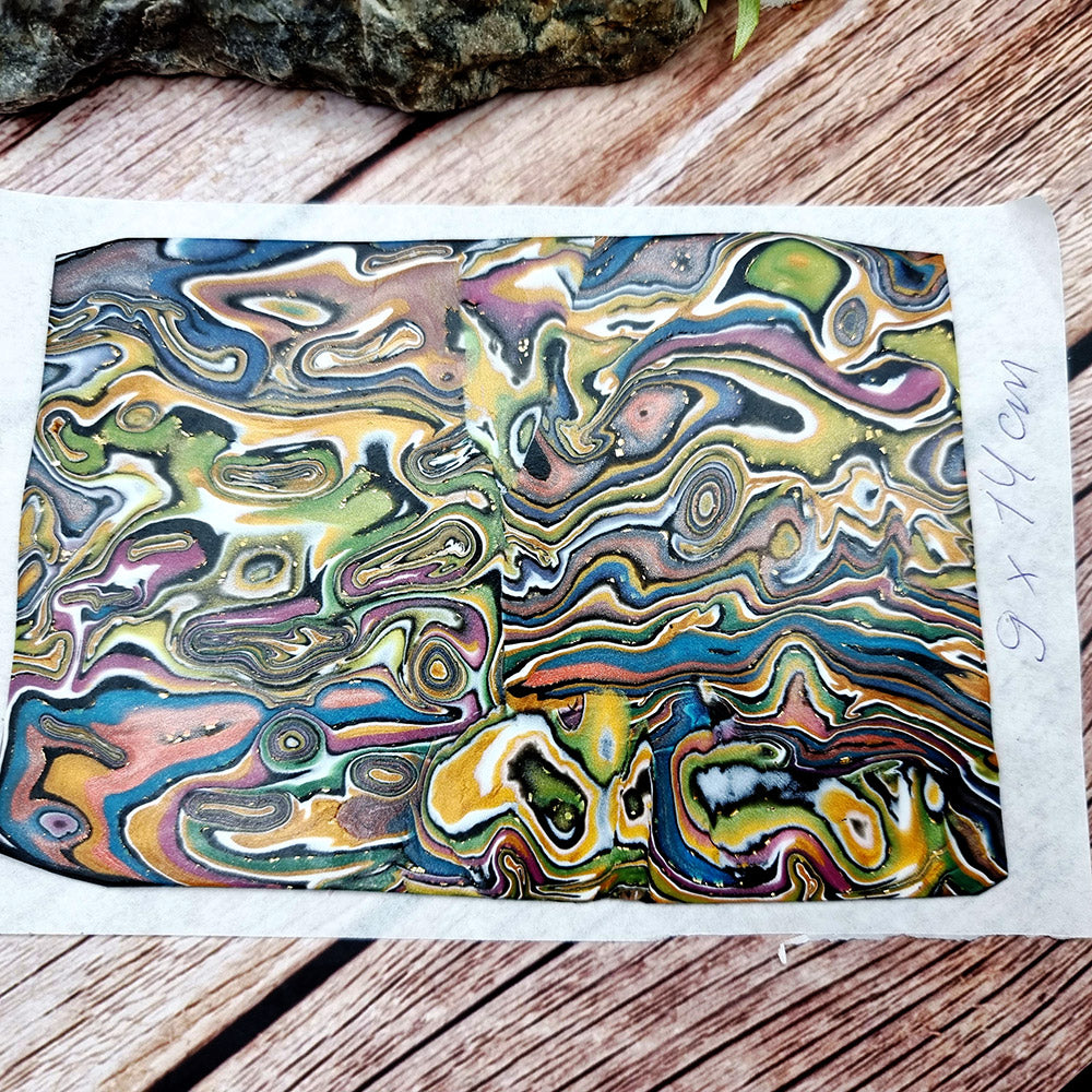 Unique Raw Polymer Clay Veneer - Oil Painting - 9x14cm