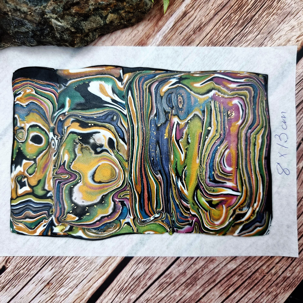 Unique Raw Polymer Clay Veneer - Oil Painting - 8x13cm