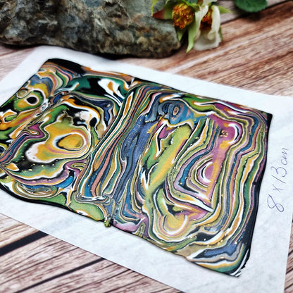 Unique Raw Polymer Clay Veneer - Oil Painting - 8x13cm