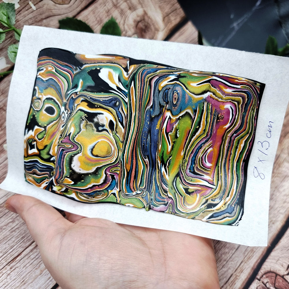 Unique Raw Polymer Clay Veneer - Oil Painting - 8x13cm