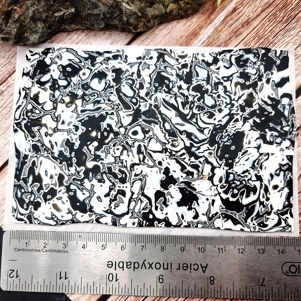 Unique Raw Polymer Clay Veneer - Black&White - 9.5x14cm