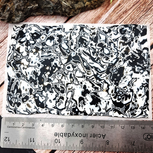 Unique Raw Polymer Clay Veneer - Black&White - 9.5x14cm