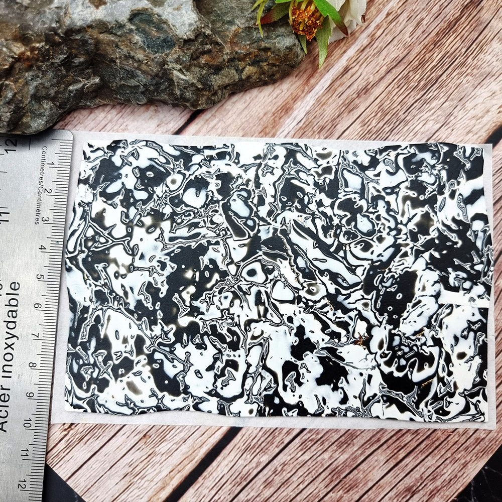 Unique Raw Polymer Clay Veneer - Black&White - 9.5x14cm