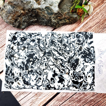 Unique Raw Polymer Clay Veneer - Black&White - 9.5x14cm