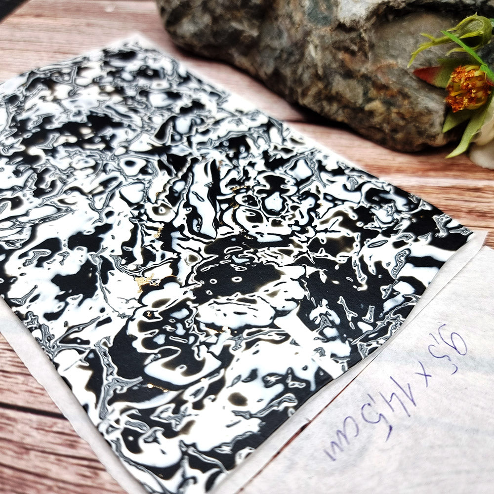 Unique Raw Polymer Clay Veneer - Black&White - 9.5x14cm