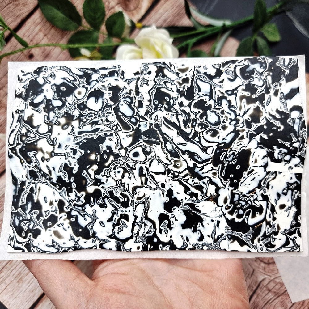 Unique Raw Polymer Clay Veneer - Black&White - 9.5x14cm