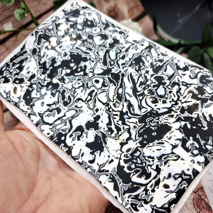 Unique Raw Polymer Clay Veneer - Black&White - 9.5x14cm