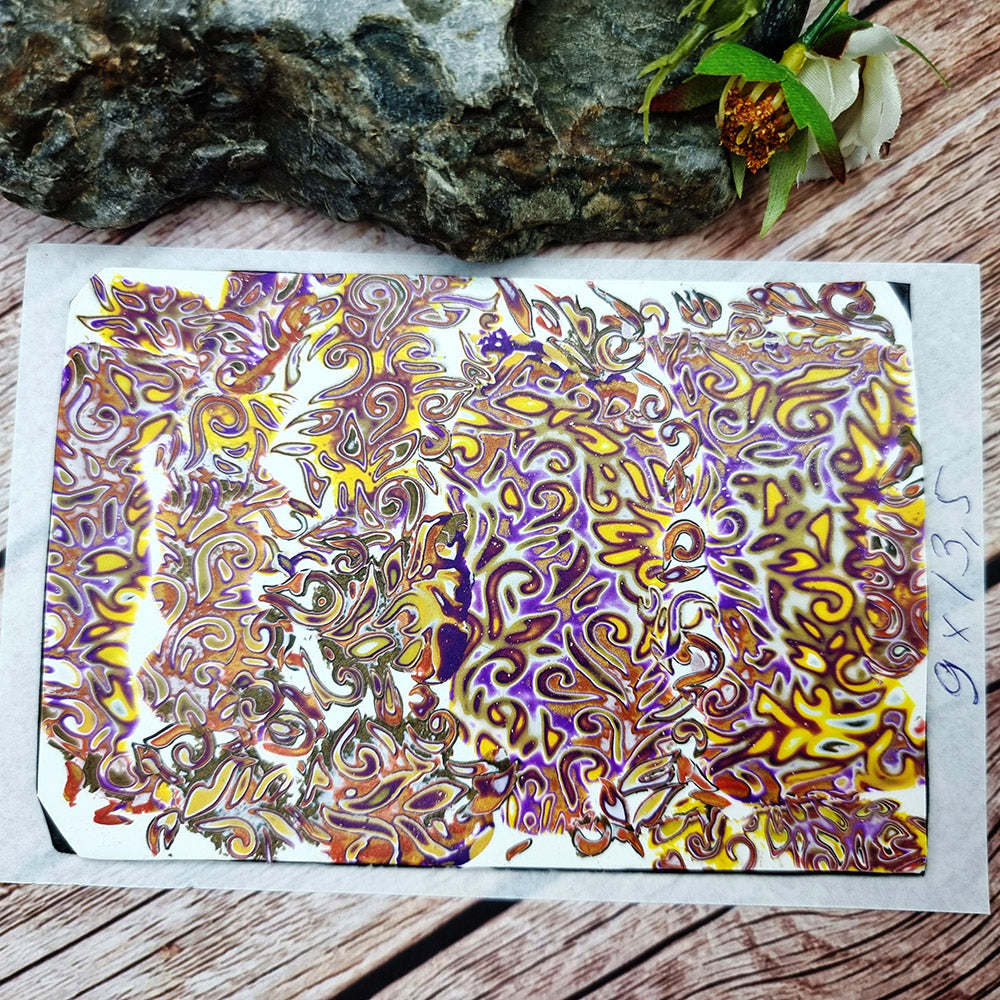 Unique Raw Polymer Clay Veneer - Pinkish Floral Pattern - 9.5x13.5cm