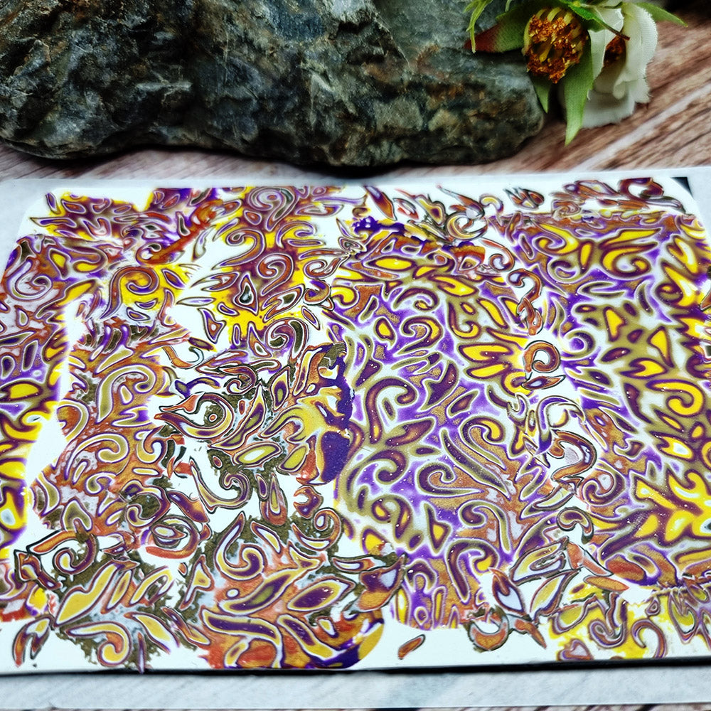 Unique Raw Polymer Clay Veneer - Pinkish Floral Pattern - 9.5x13.5cm