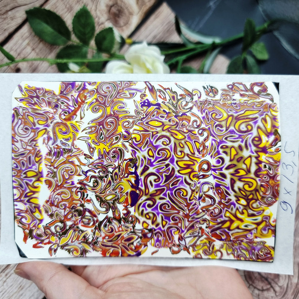 Unique Raw Polymer Clay Veneer - Pinkish Floral Pattern - 9.5x13.5cm