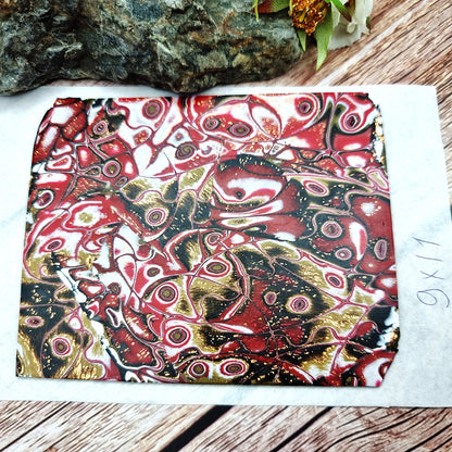 Unique Raw Polymer Clay Veneer - Red Mocume Gane - 9x11cm
