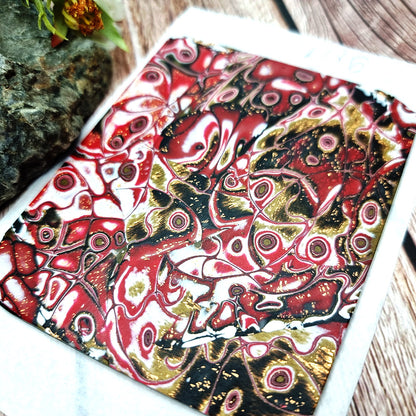 Unique Raw Polymer Clay Veneer - Red Mocume Gane - 9x11cm