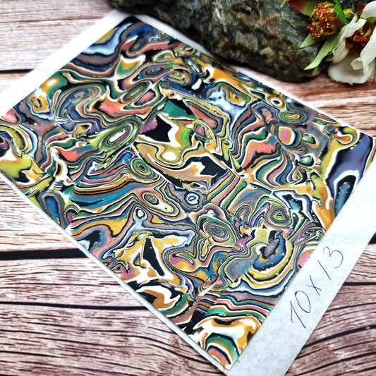 Unique Raw Polymer Clay Veneer - Oil Painting - 10x13cm