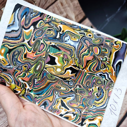 Unique Raw Polymer Clay Veneer - Oil Painting - 10x13cm