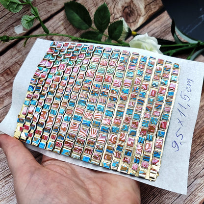 Unique Raw Polymer Clay Veneer - Blue and Pink Mosaic - 9.5x11.5cm #1