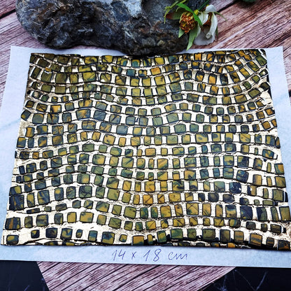 Unique Raw Polymer Clay Veneer - Labradorite Mosaic - 14x18cm