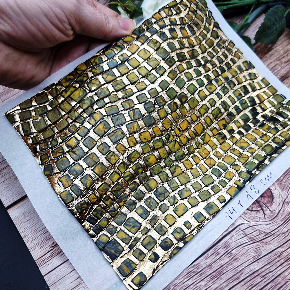 Unique Raw Polymer Clay Veneer - Labradorite Mosaic - 14x18cm