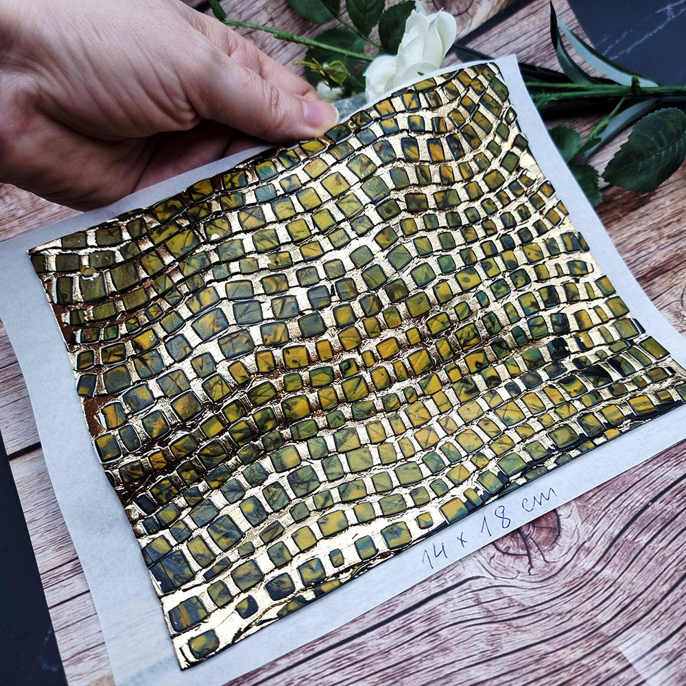 Unique Raw Polymer Clay Veneer - Labradorite Mosaic - 14x18cm