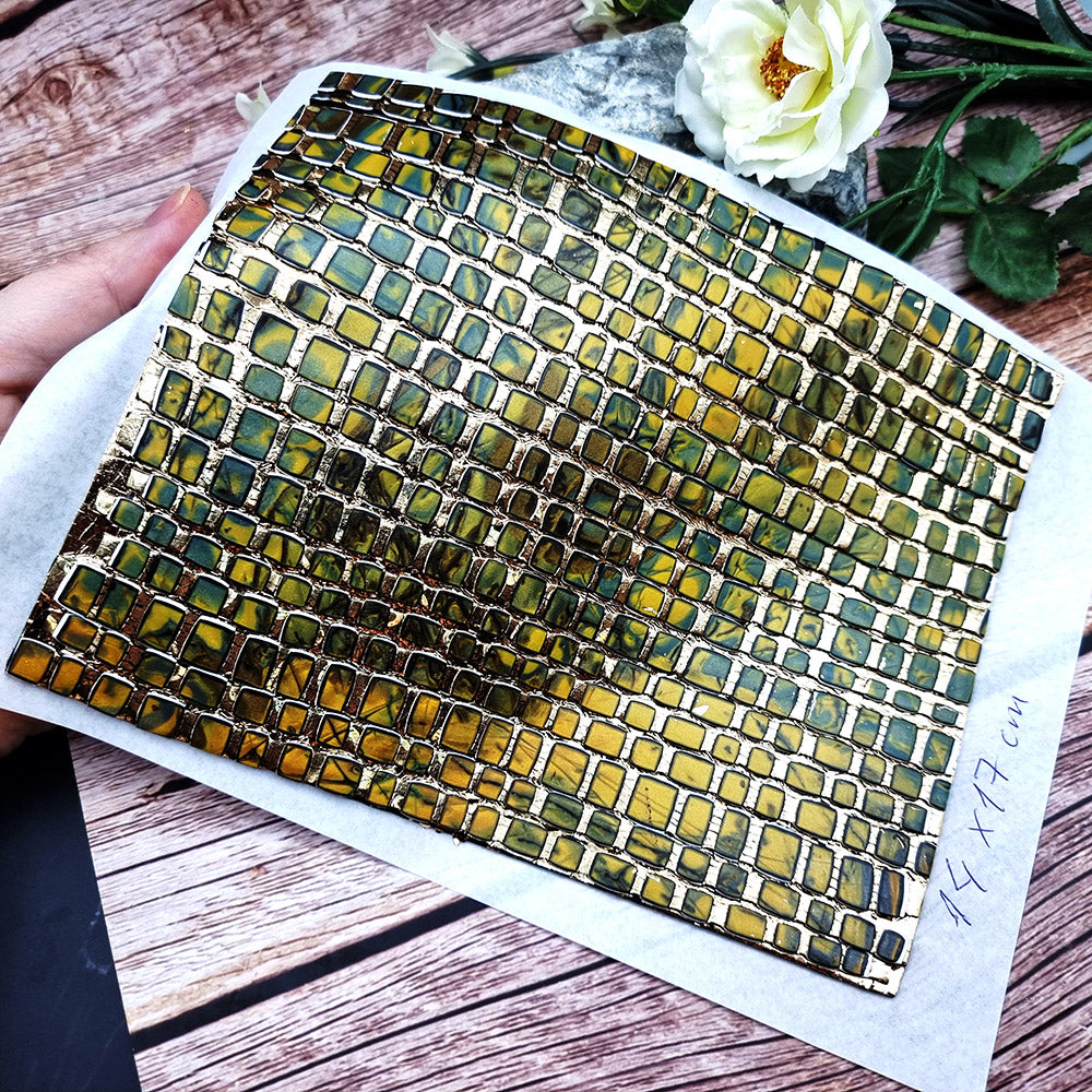 Unique Raw Polymer Clay Veneer - Labradorite Mosaic - 14x17cm