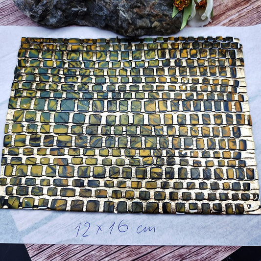 Unique Raw Polymer Clay Veneer - Labradorite Mosaic - 12x16cm