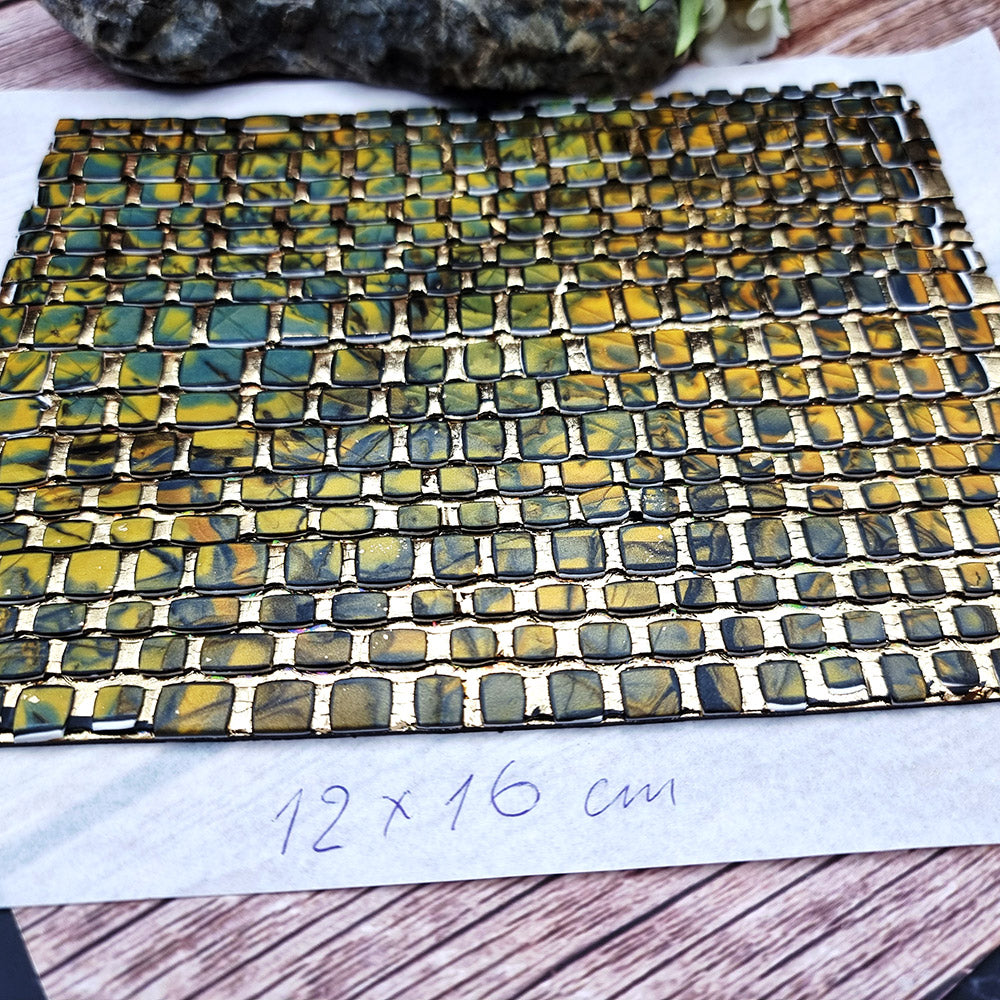 Unique Raw Polymer Clay Veneer - Labradorite Mosaic - 12x16cm