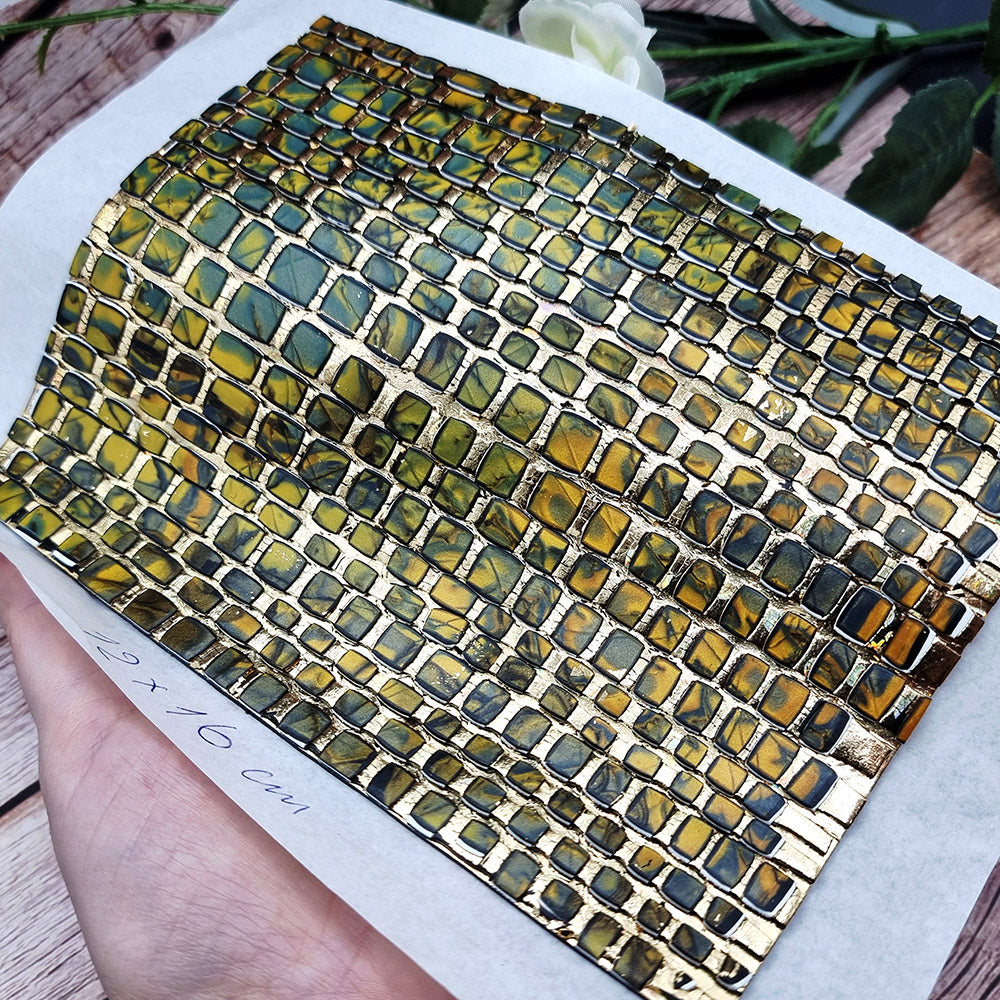Unique Raw Polymer Clay Veneer - Labradorite Mosaic - 12x16cm