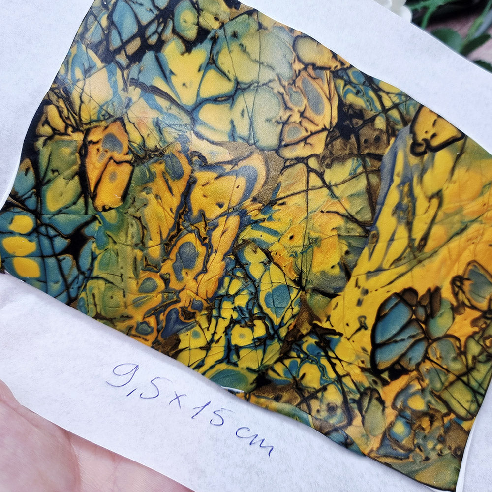 Unique Raw Polymer Clay Veneer - Labradorite Mosaic - 9.5x15cm
