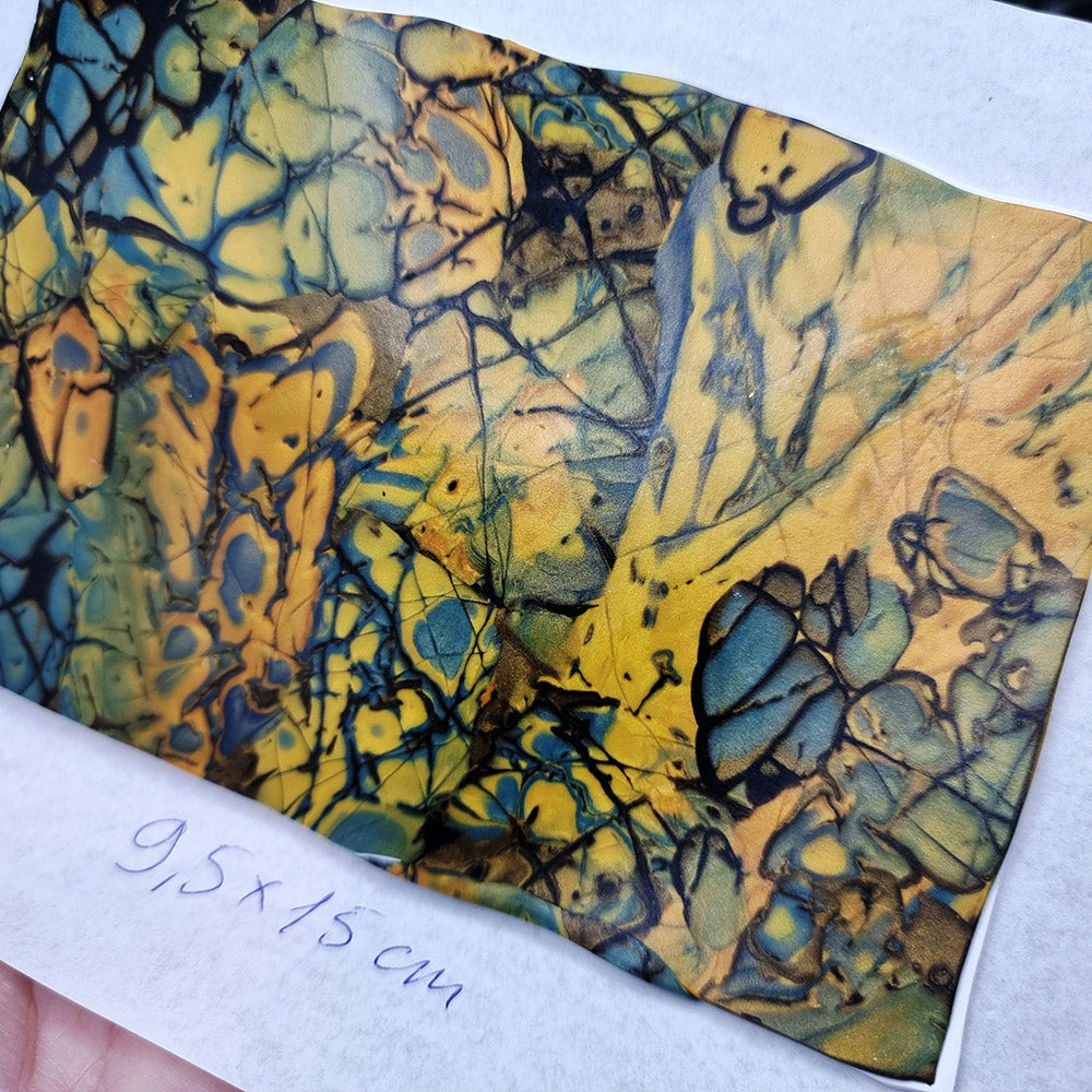 Unique Raw Polymer Clay Veneer - Labradorite Mosaic - 9.5x15cm