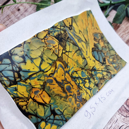 Unique Raw Polymer Clay Veneer - Labradorite Mosaic - 9.5x15cm