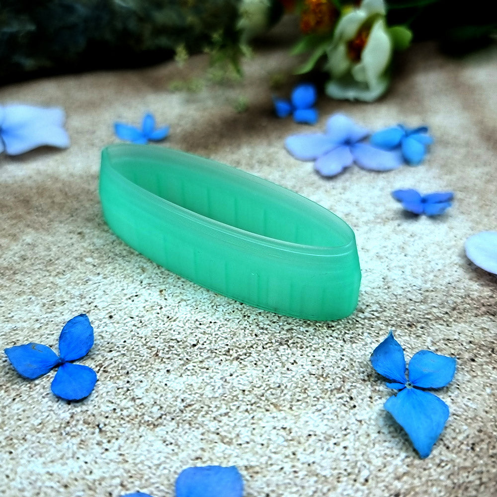 Green PLA long oval polymer clay cutter with smooth rounded ends and terracotta clay oval earring pieces by SweetyBijou