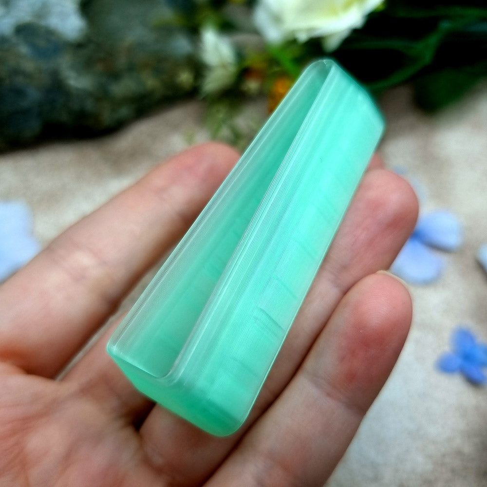 Green PLA tapered bar polymer clay cutter with a long straight sided outline and terracotta clay bar earring pieces by SweetyBijou
