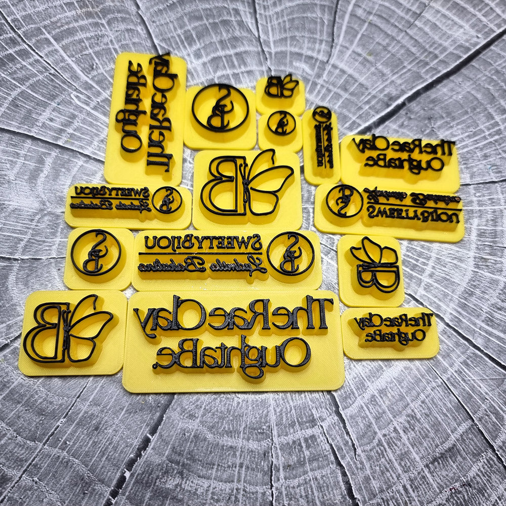 Custom Brand Stamp for Clay - Your Logo or Artwork in 4 Sizes - Set of 4 Stamps