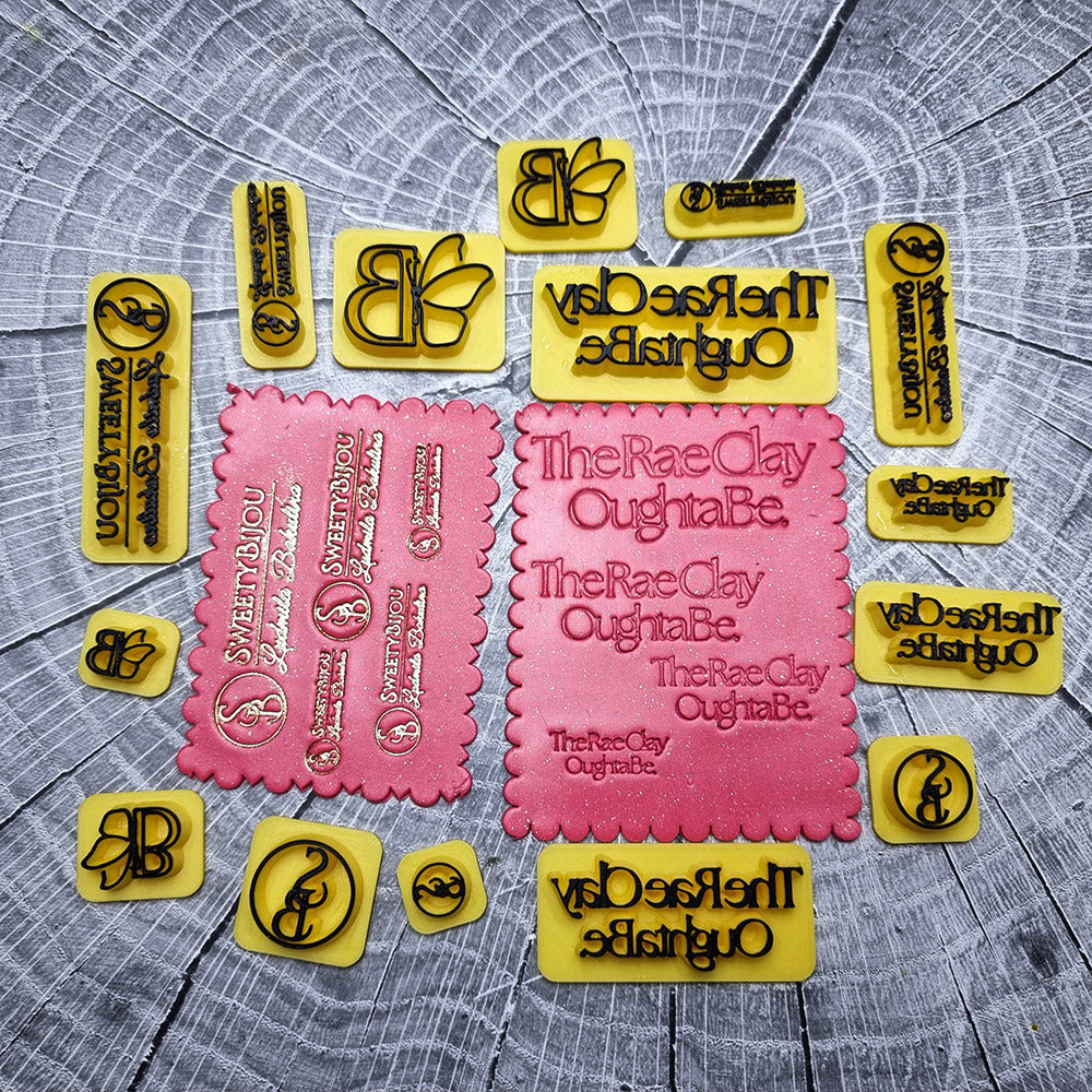Custom Brand Stamp for Clay - Your Logo or Artwork in 4 Sizes - Set of 4 Stamps