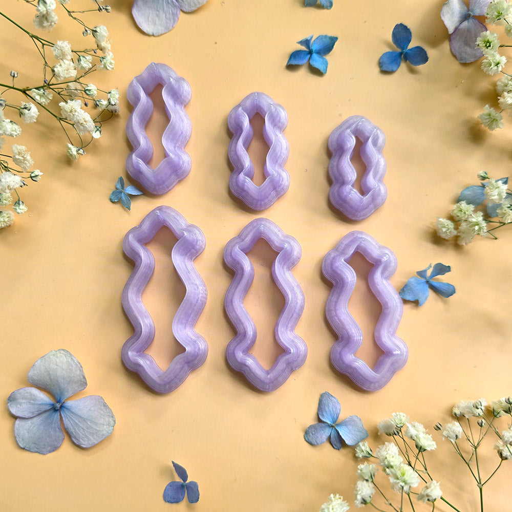 Clear resin pendant bail cutters for polymer clay, complete bundle of all 16 shapes in 6 sizes each
