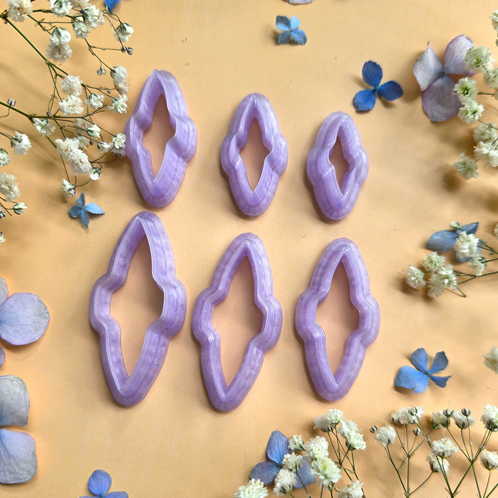 Clear resin pendant bail cutters for polymer clay, complete bundle of all 16 shapes in 6 sizes each