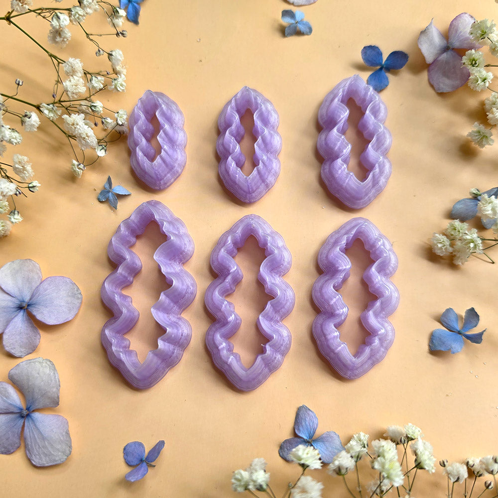 Clear resin pendant bail cutters for polymer clay, complete bundle of all 16 shapes in 6 sizes each