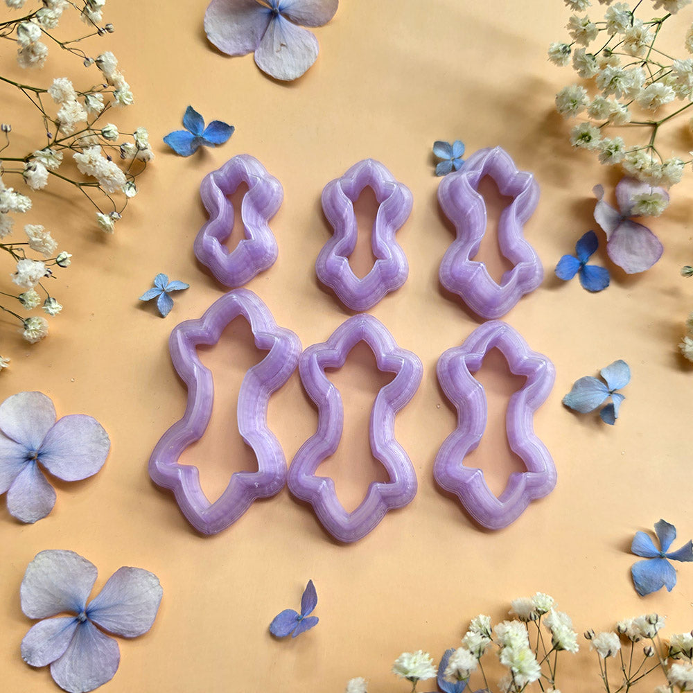 Clear resin pendant bail cutters for polymer clay, complete bundle of all 16 shapes in 6 sizes each