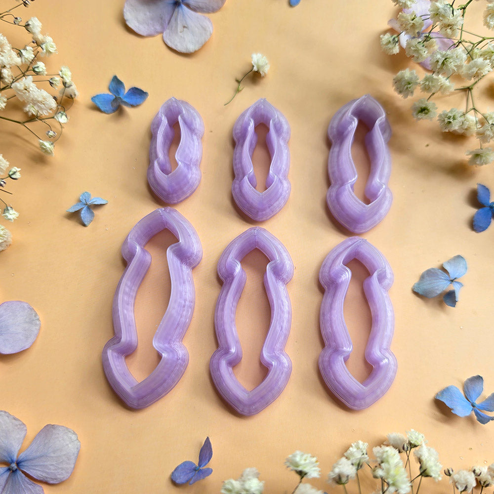 Clear resin pendant bail cutters for polymer clay, complete bundle of all 16 shapes in 6 sizes each