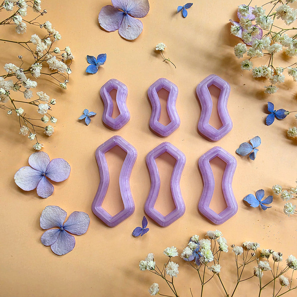 Clear resin pendant bail cutters for polymer clay, complete bundle of all 16 shapes in 6 sizes each