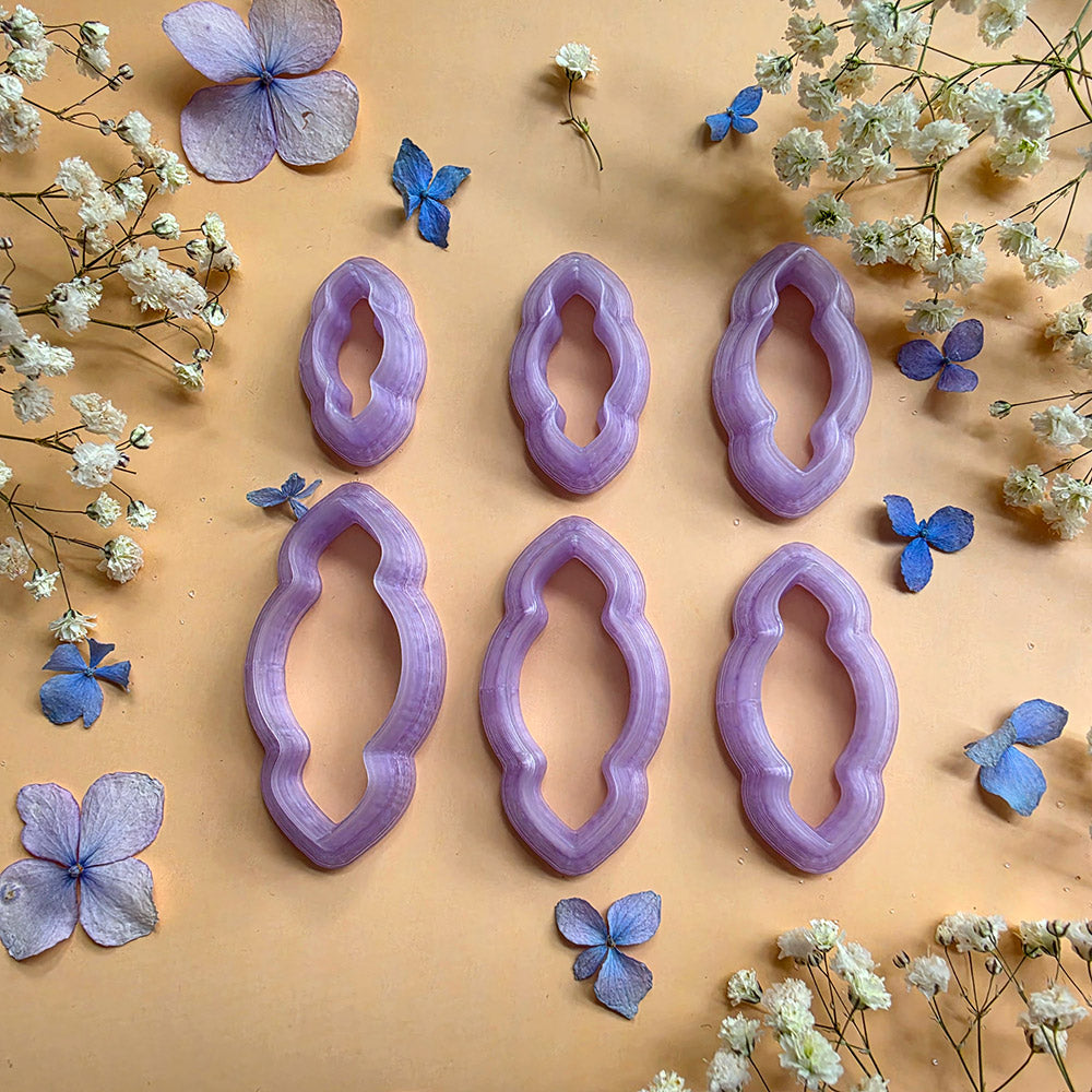 Clear resin pendant bail cutters for polymer clay, complete bundle of all 16 shapes in 6 sizes each