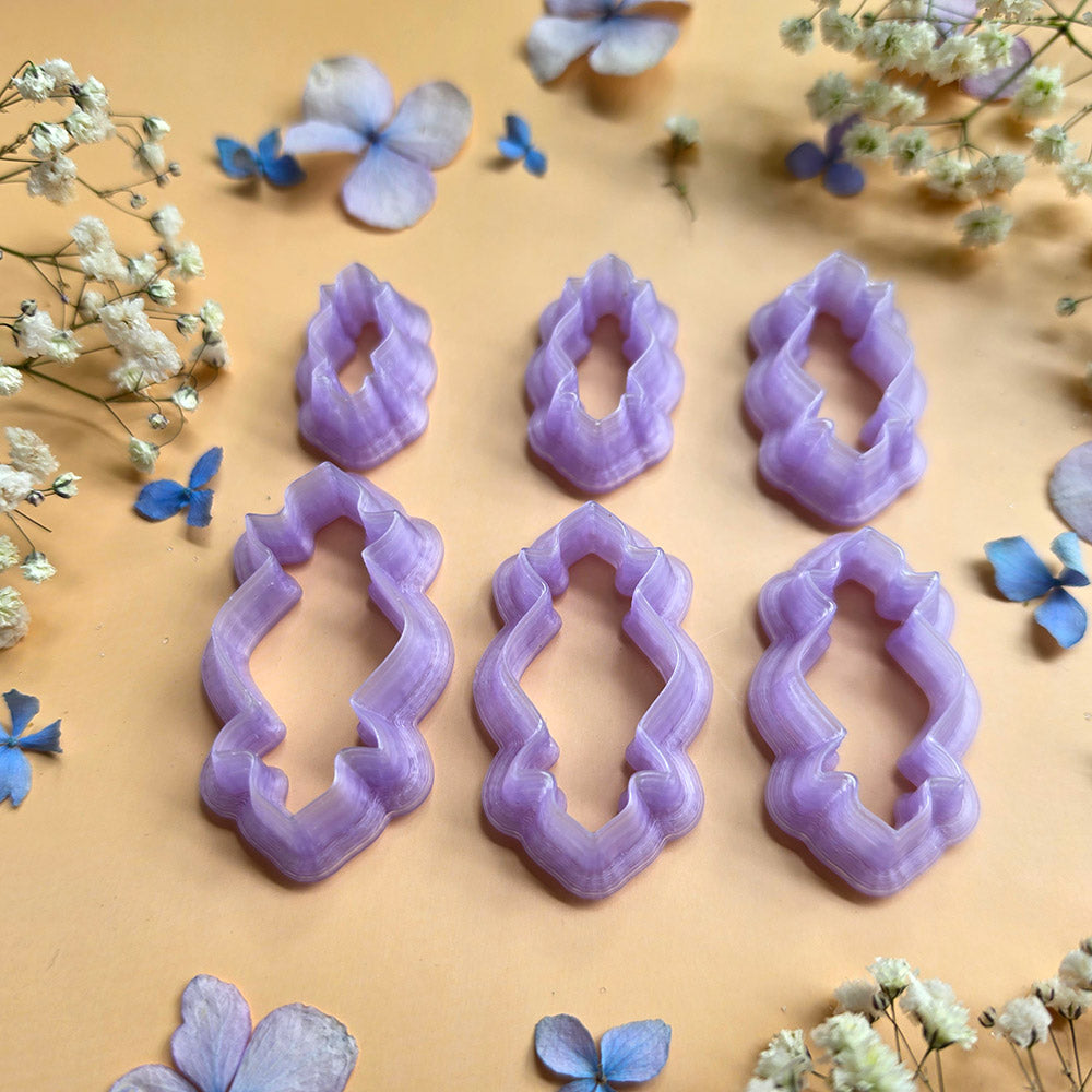 Clear resin pendant bail cutters for polymer clay, complete bundle of all 16 shapes in 6 sizes each