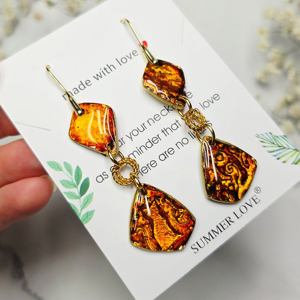 Mystic Amber Cat Earrings