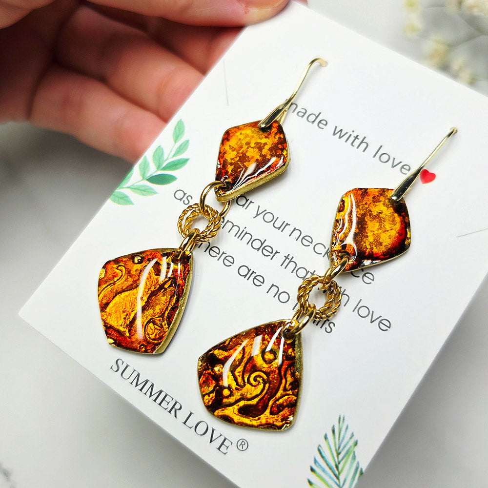Mystic Amber Cat Earrings