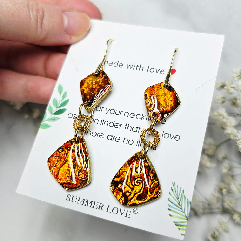 Mystic Amber Cat Earrings