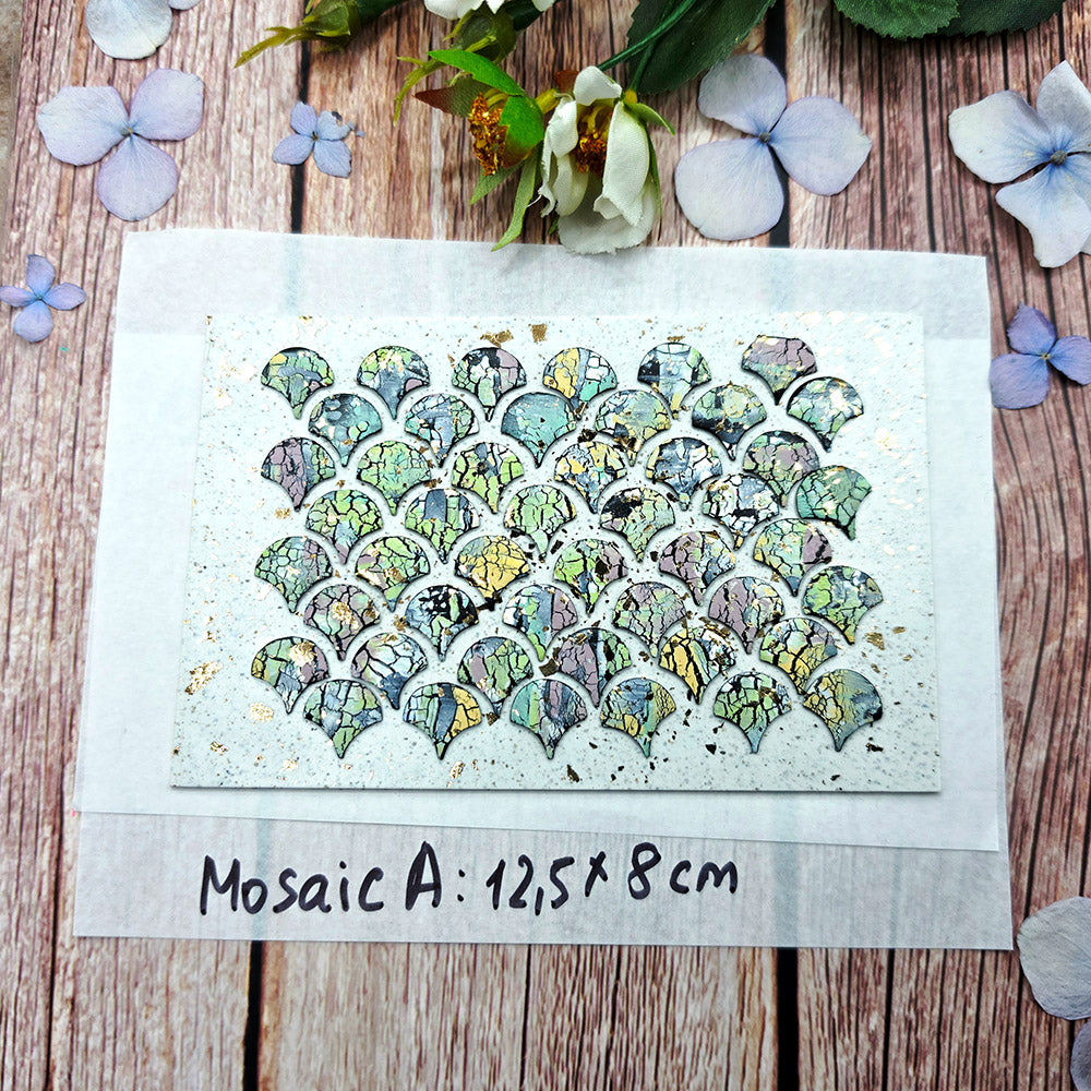 Raw polymer clay veneer sheet, Crackled Mermaid Scales