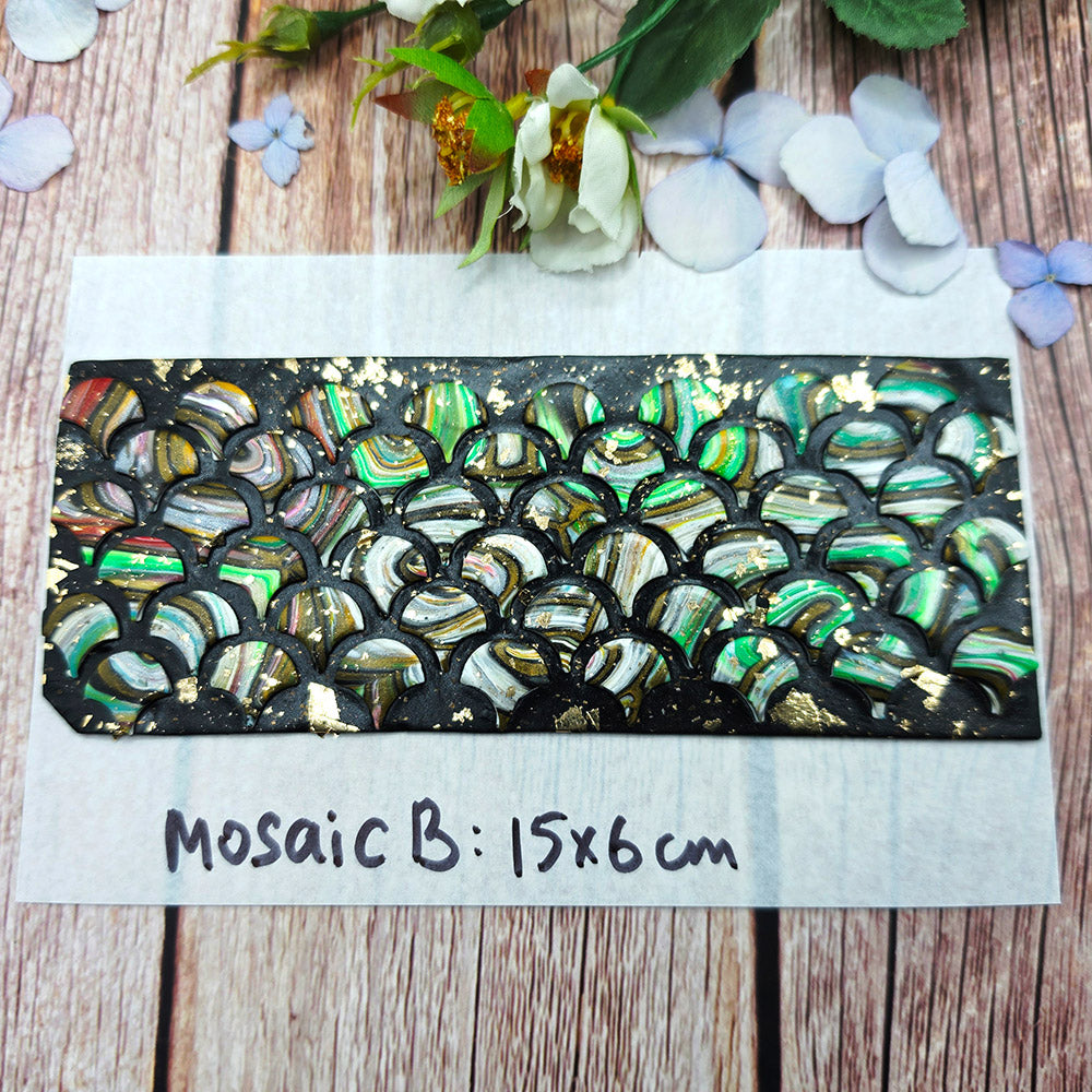 Raw polymer clay veneer sheet, Emerald Stone Mosaic