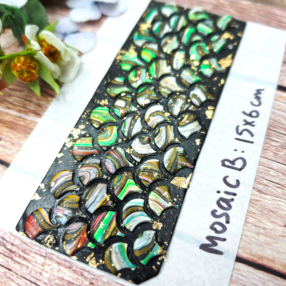 Raw polymer clay veneer sheet, Emerald Stone Mosaic